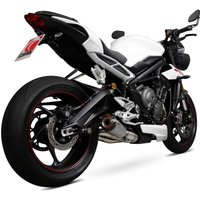 Image of PTR87TEO - Scorpion Red Power Satin Titanium Exhaust - Triumph Street Triple 765 2017 - 2019