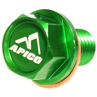 SUMPBOLT MAG KXF - Apico Magnetic Sump Drain Bolt M10 X 15mm X 1.5 For Kawasaki KX65 2000-2026, KXF250 2004-2020, KXF450 2016-2018 Green