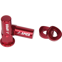 Image of RIM LOCK NUT ALU RD - Apico Aluminium Rim Lock Nut & Washer Set Red