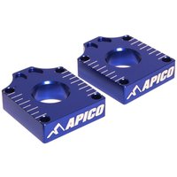 RAB-16 BLUE - Apico Rear Axle Blocks For Yamaha YZ65 2018-2025, YZ85 2019-2025 Blue