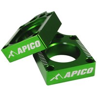 RAB-12 GREEN - Apico Rear Axle Blocks For Kawasaki KX 125/250 2003-2008, KXF 250/450 2004-2023, KX 250/450XC 2021-2023 Green