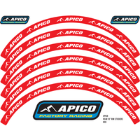 Image of RIMSTICKER RED/WHT - Apico Rim Sticker Kit 21" Front & 18" Rear Red/white