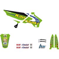 Image of 24V02 - Tecnosel Graphics Kit For Kawasaki KX125 1994-1998 - Black/Green/Multi/White