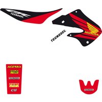 Image of 21V04 - Tecnosel Graphics Kit For Honda CR125 1998-1999 - Black/Multi/Red/White