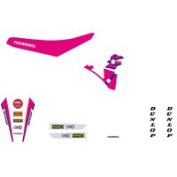 Image of 22V00 - Tecnosel Graphics Kit For Yamaha YZ125 1991-1992 - Multi/Pink/White