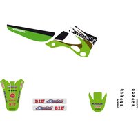Image of 24V03 - Tecnosel Graphics Kit For Kawasaki KX125 1999-2002 - Black/Green/Multi/White