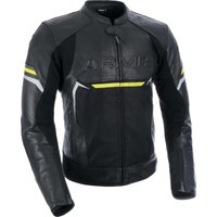 Image of ARMR Raiden 3.0 Leather Motorcycle Jacket - Black Fluo Yellow