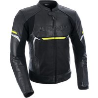 Image of ARMR Raiden 3.0 Leather Motorcycle Jacket 4XL Black Fluo Yellow