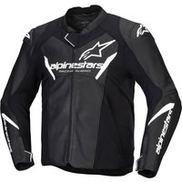 Image of Alpinestars Faster V3 Leather Motorcycle Jacket 52 Black White (UK 42)