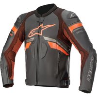Image of Alpinestars GP Plus R V3 Rideknit Leather Motorcycle Jacket 56 Black Red Fluo (UK 46)