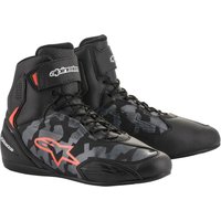 Image of Alpinestars Faster-3 Motorcycle Boots 42.5 Black Grey Camo Red Fluo (UK 8.5)
