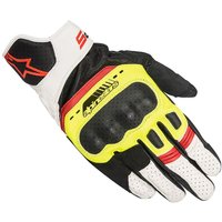 Image of Alpinestars SP-5 Leather Motorcycle Gloves L Black Fluo White Red