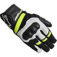 Image of Alpinestars Booster Leather Motorcycle Gloves S Black White Fluo
