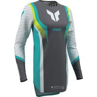 2911-0337 - Thor Womens Sportmode Velocity Jersey Medium - Aqua/Fluorescent Yellow/Grey/White