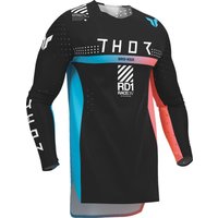 Image of 2910-8372 - Thor Sportmode Synth Jersey Large - Black/Coral/Turquoise/White