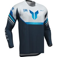 2910-8438 - Thor Launchmode Air Raptor Jersey Large - Grey/Midnight Blue/White
