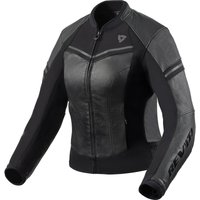 Image of Rev It Median Ladies Leather Motorcycle Jacket 44 Black Anthracite (UK 16)