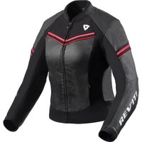 Image of Rev It Median Ladies Leather Motorcycle Jacket 44 Black Pink (UK 16)