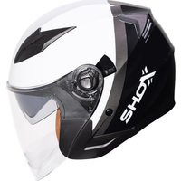 Image of Shox Defender Patrol Open Face Motorcycle Helmet XXL Black White