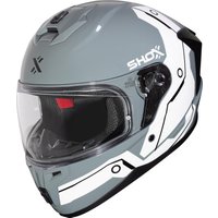 Image of Shox Apex Tech Motorcycle Helmet XXL Gloss Grey White