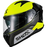 Image of Shox Rapid Turbo Motorcycle Helmet XS Gloss Grey Hi-Vis Yellow