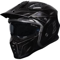Black Street Fighter Vintage Open Face Motorcycle Helmet M Gloss Polished Black