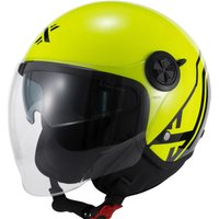 Image of Shox Interceptor SV Delta Open Face Motorcycle Helmet XS Gloss Black Hi-Vis