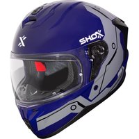 Image of Shox Apex Tech Motorcycle Helmet XS Gloss Blue Grey