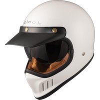 Black Royale Solid Retro Motorcycle Helmet M Gloss White