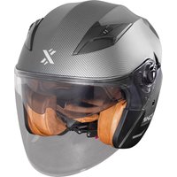 Image of Shox Defender Carbon Open Face Motorcycle Helmet XS Matt Carbon Effect