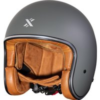 Image of Shox Classic Solid Open Face Motorcycle Helmet XS Matt Gunmetal Grey