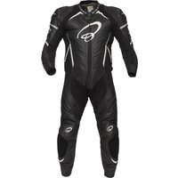 Black Thunder 1-Piece Leather Motorcycle Suit 52 Black White (UK 42)