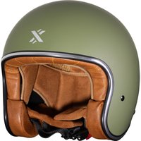 Shox Classic Solid Open Face Motorcycle Helmet M Matt Army Green