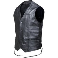 Image of Black Rocker Leather Motorcycle Vest XL Black