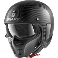 Image of Shark S-Drak Carbon Skin Open Face Motorcycle Helmet XL Carbon Silver Black (DSK)