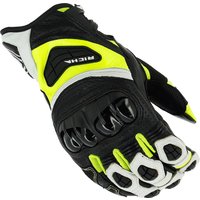 Richa Stealth Evo Leather Motorcycle Gloves L Black White Fluo Yellow