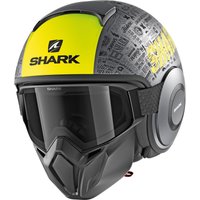Image of Shark Street-Drak Tribute RM Mat Open Face Motorcycle Helmet XS Matt Anthracite Yellow Black (AYK)