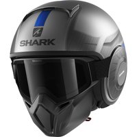 Image of Shark Street-Drak Tribute RM Mat Open Face Motorcycle Helmet XS Matt Silver Blue (AUB)