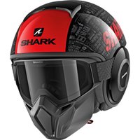 Image of Shark Street-Drak Tribute RM Open Face Motorcycle Helmet XS Black Red Anthracite (KRA)