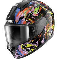 Image of Shark Ridill 2 Raging Beast Motorcycle Helmet M Black Violet Yellow (KVY)
