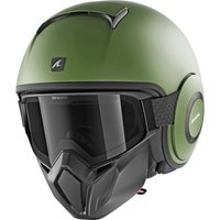 Image of Shark Street-Drak Blank Open Face Motorcycle Helmet XS Matt Green (GMA)