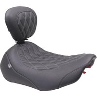 Image of 89503GM - Mustang Wide Tripper Solo Seat With Backrest For Harley Davidson FLHX 1923 2024-2026 - Black/Grey