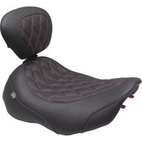 Image of 89503DC - Mustang Wide Tripper Solo Seat With Backrest For Harley Davidson FLHX 1923 2024-2026 - Black/Red