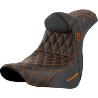 Image of SC81829ORART - Saddlemen Pro Series SDC Performance Black Gripper Lumbar Grip Seat With Backrest For Harley Davidson FLSB 1750 2018-2021 - Black/Orange
