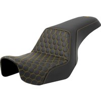 Image of 806-04-17707 - Saddlemen Honeycomb Step Up Seat For Harley Davidson FLD 1690 2012-2013 - Black/Gold