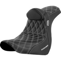 Image of SC81829WHIRT - Saddlemen Pro Series SDC Performance Black Gripper Lumbar Grip Seat With Backrest For Harley Davidson FLSB 1750 2018-2021 - Black/White