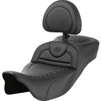 Image of 808-07B-203B0 - Saddlemen Roadsofa Extended Reach Tuck-n-Roll Seat With Backrest For Harley Davidson FLH 1868 2021 - Black