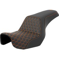 Image of 806-04-17703 - Saddlemen Honeycomb Step Up Seat For Harley Davidson FLD 1690 2012-2013 - Black/Orange
