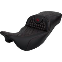 Image of 808-07B-19004 - Saddlemen Honeycomb Roadsofa Seat For Harley Davidson FLH 1868 2021 - Black/Red (Driver Seat Length:44.5 cm)