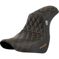 Image of SC81829GOL - Saddlemen Pro Series SDC Performance Black Gripper Lumbar Grip Seat For Harley Davidson FLSB 1750 2018-2021 - Black/Gold